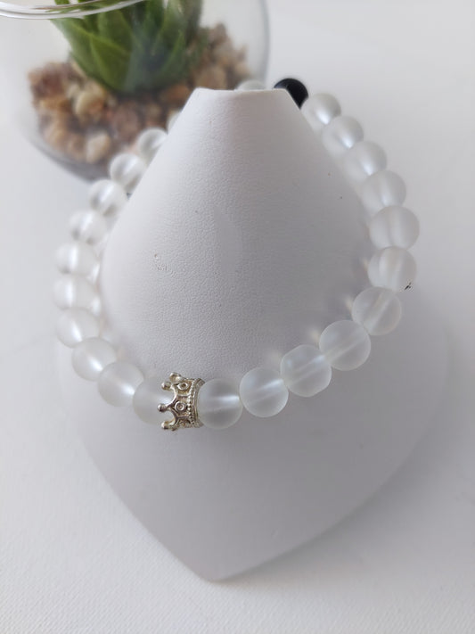 Men's Elastic Sea Glass Bead Bracelet (8mm)