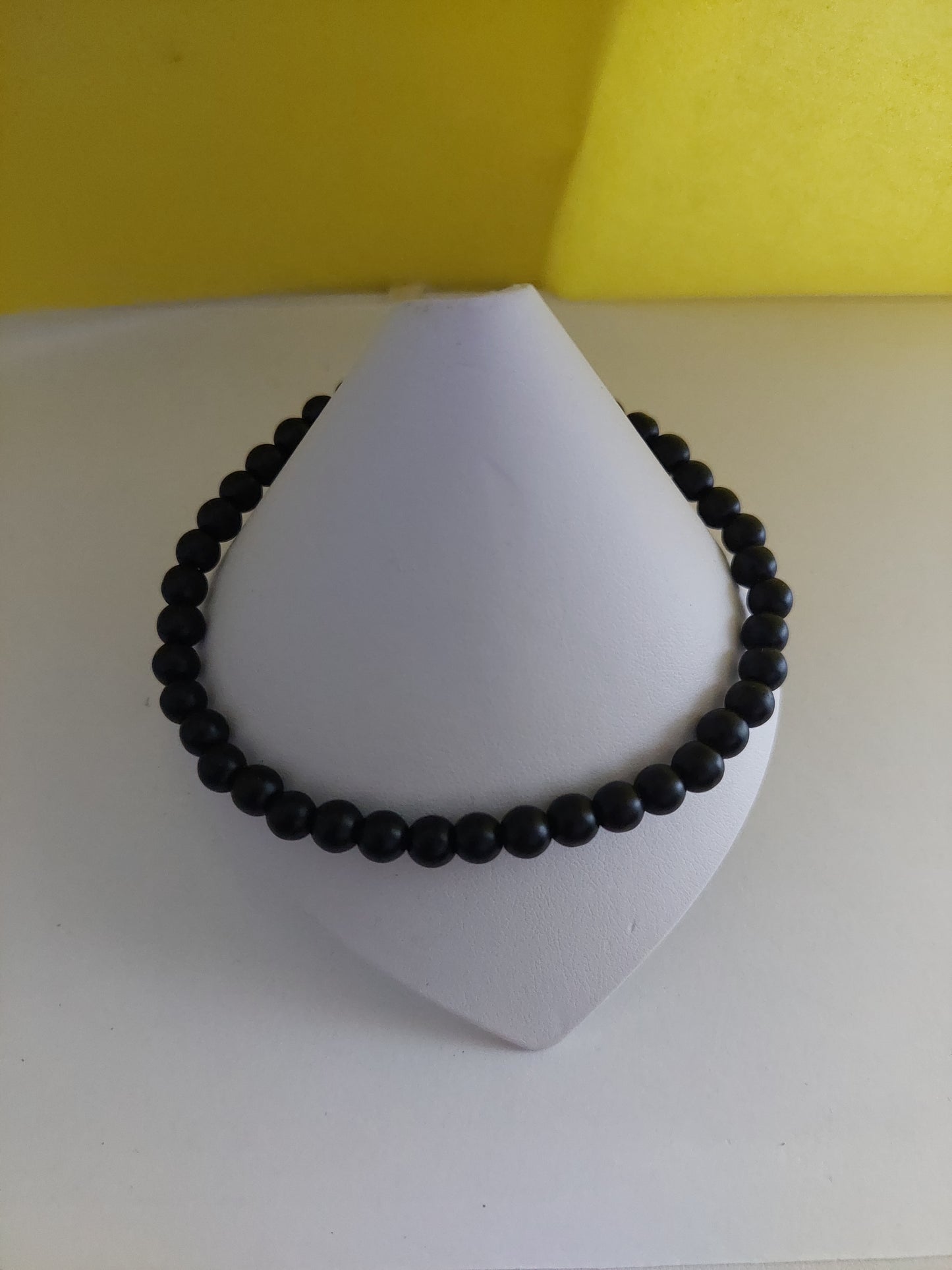 Unisex Onyx Bead Stretch Anklet (6mm)