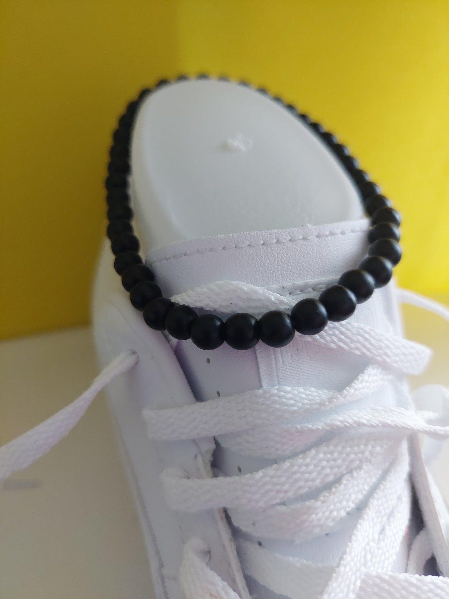 Unisex Onyx Bead Stretch Anklet (6mm)